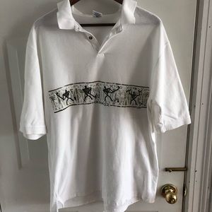 Vintage Crazy Shirts Hawaii cotton polo shirt with frustrated golfer figures